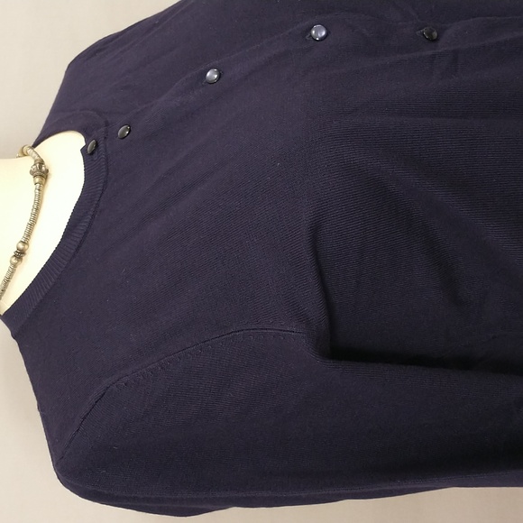 Navy Blue Cardigan NWT Soft Lightweight XL Bracelet Sleeve Crew Neck - Picture 2 of 8